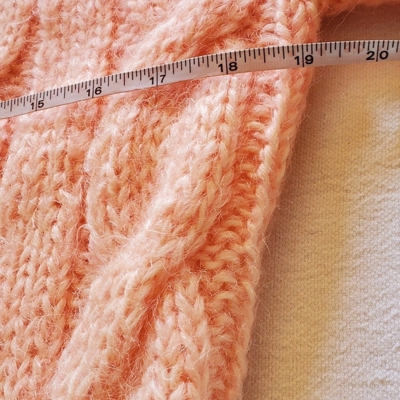 Vintage Handmade Cable Knit Light Pink Button-down Sz. L Sweater Cardigan - Picture 9 of 10